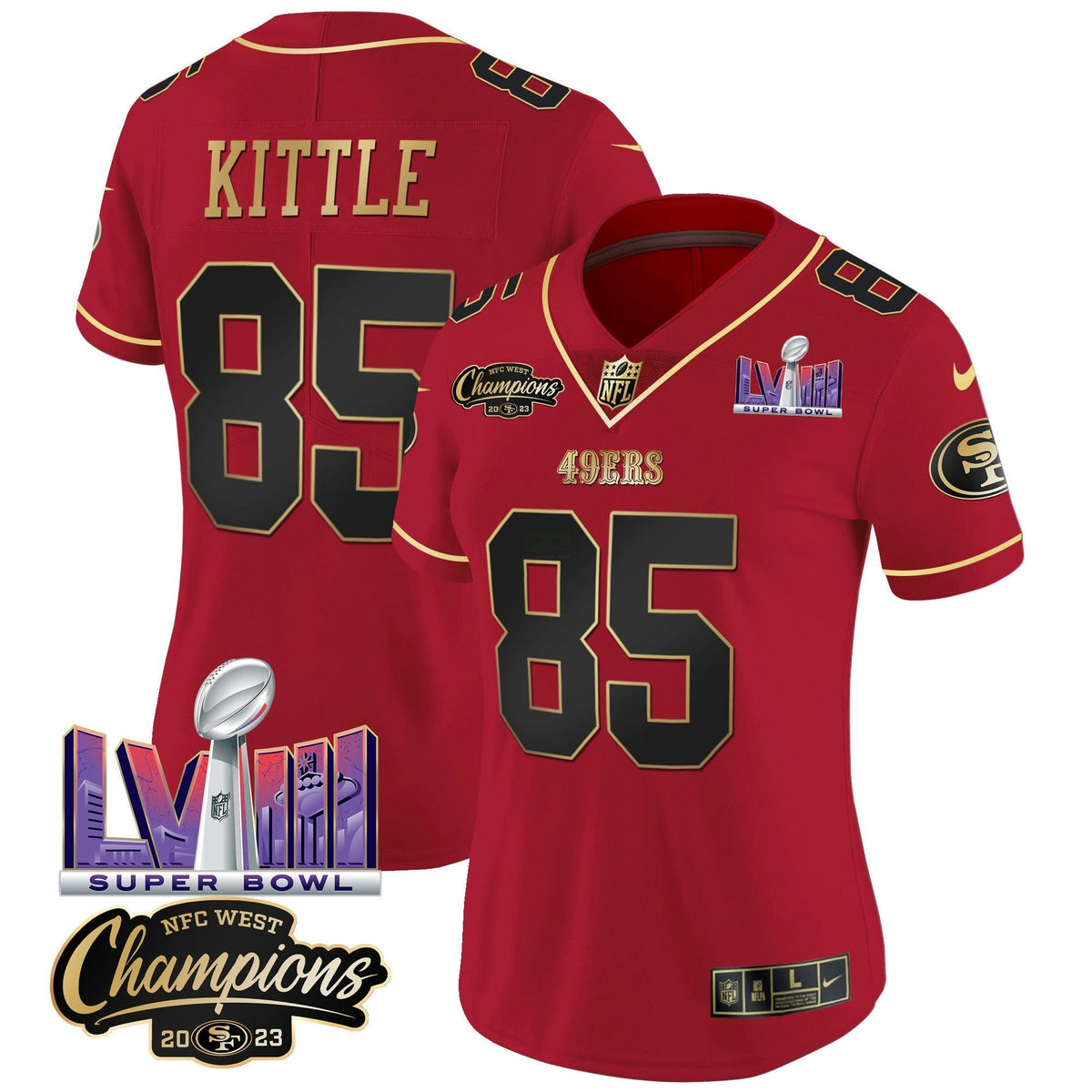 NFL Women’s NFC West Champions & Super Bowl LVIII Patch Vapor Jersey V2