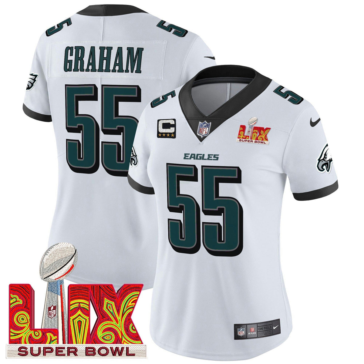 NFL Women’s Philadelphia Super Bowl LIX Patch Vapor Limited Jersey