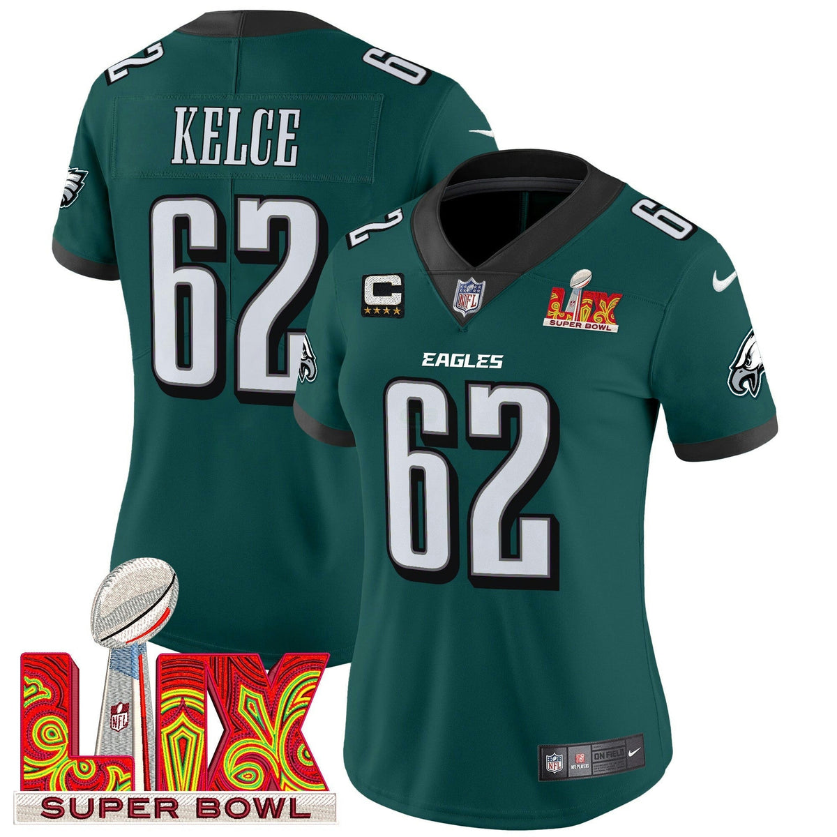 NFL Women’s Philadelphia Super Bowl LIX Patch Vapor Limited Jersey