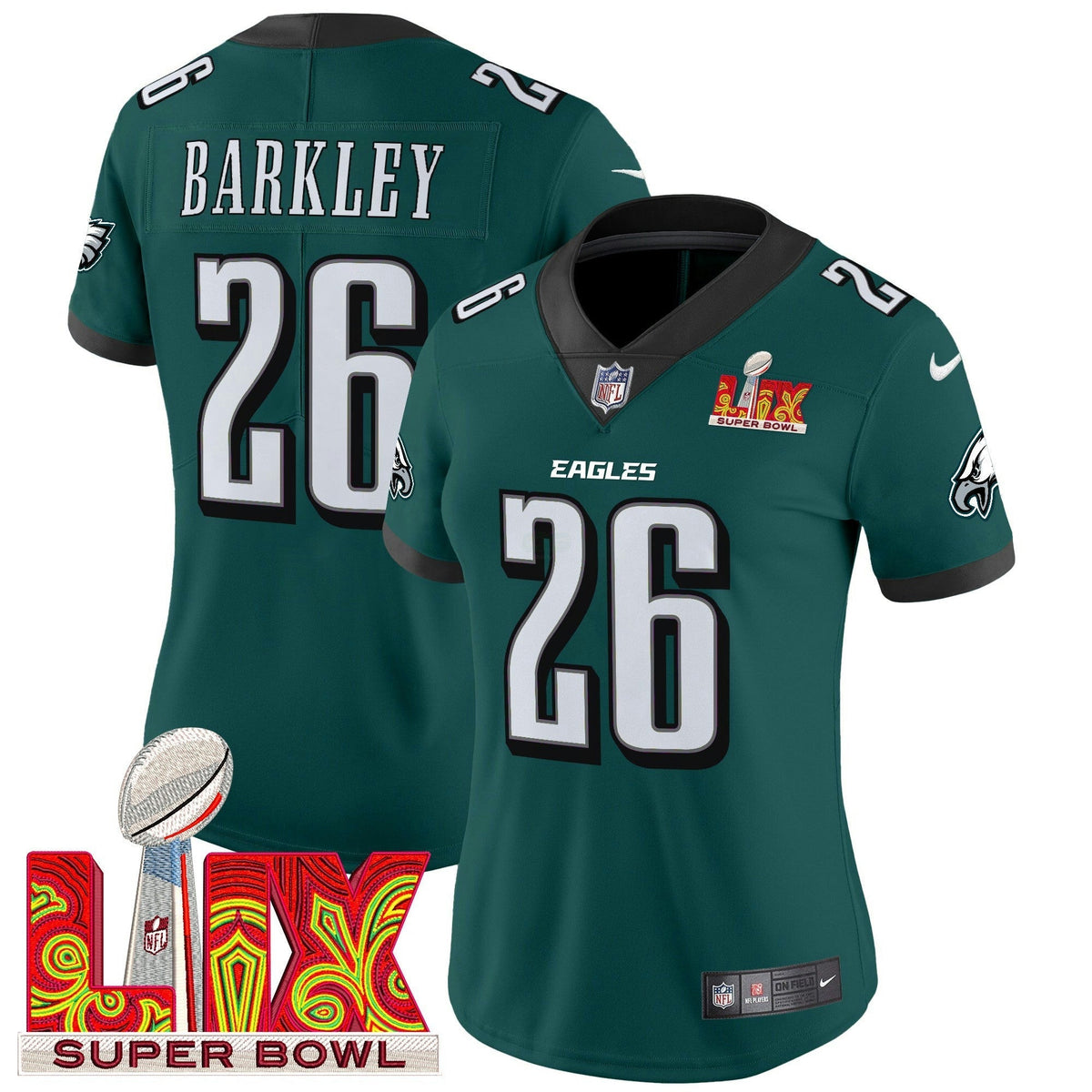 NFL Women’s Philadelphia Super Bowl LIX Patch Vapor Limited Jersey