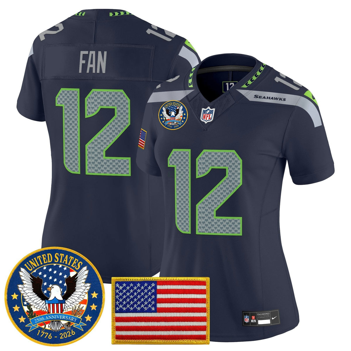 NFL Women’s Seattle “United States 250th Anniversary Patch” Vapor Limited Jersey