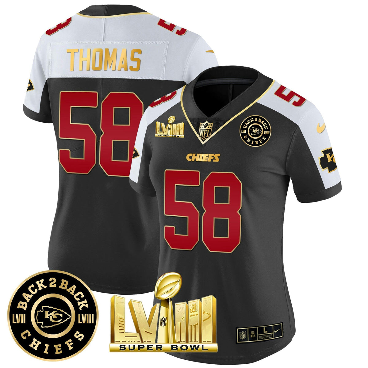 NFL Women’s Super Bowl LVIII & Back 2 Back Patch Vapor Jersey V3