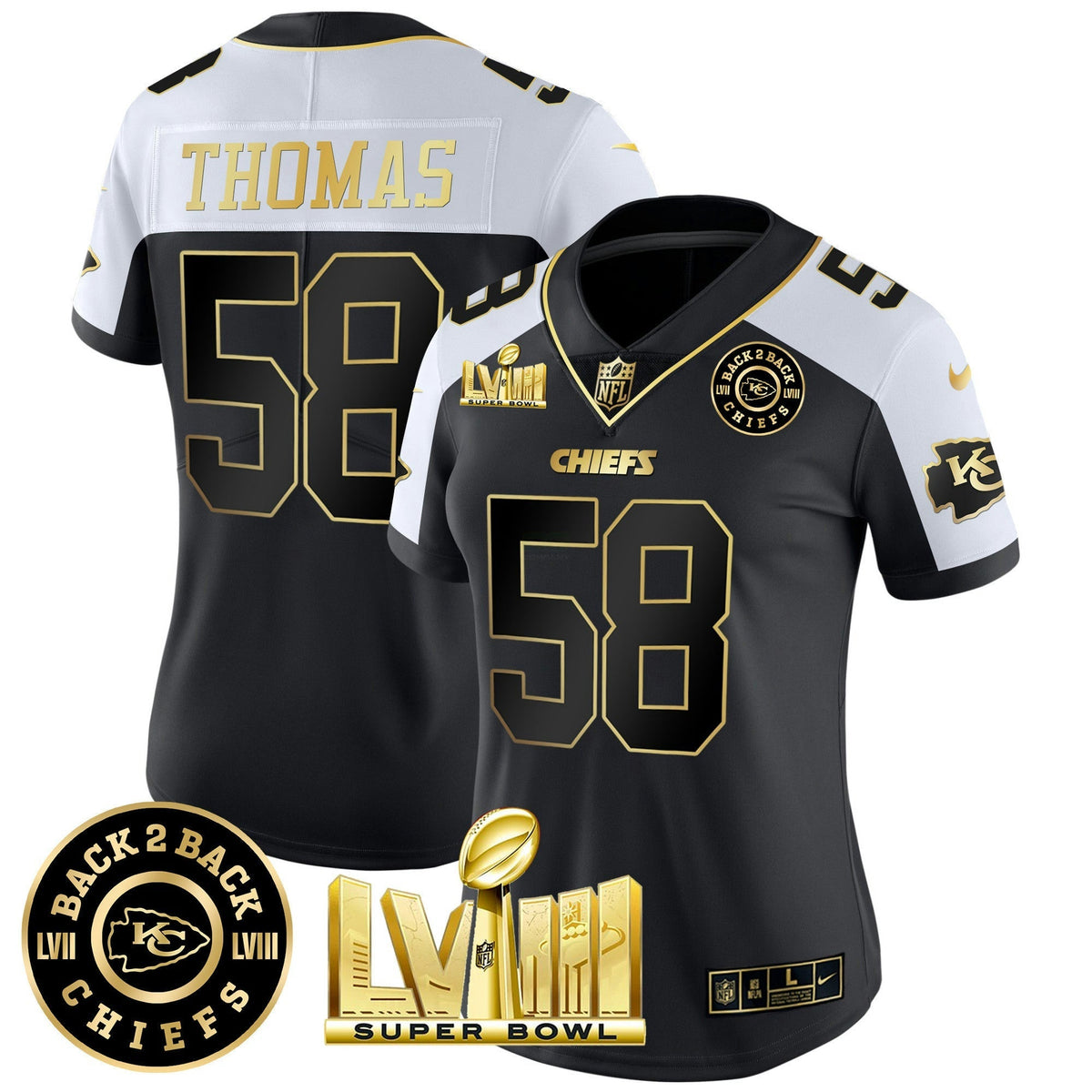 NFL Women’s Super Bowl LVIII & Back 2 Back Patch Vapor Jersey V4