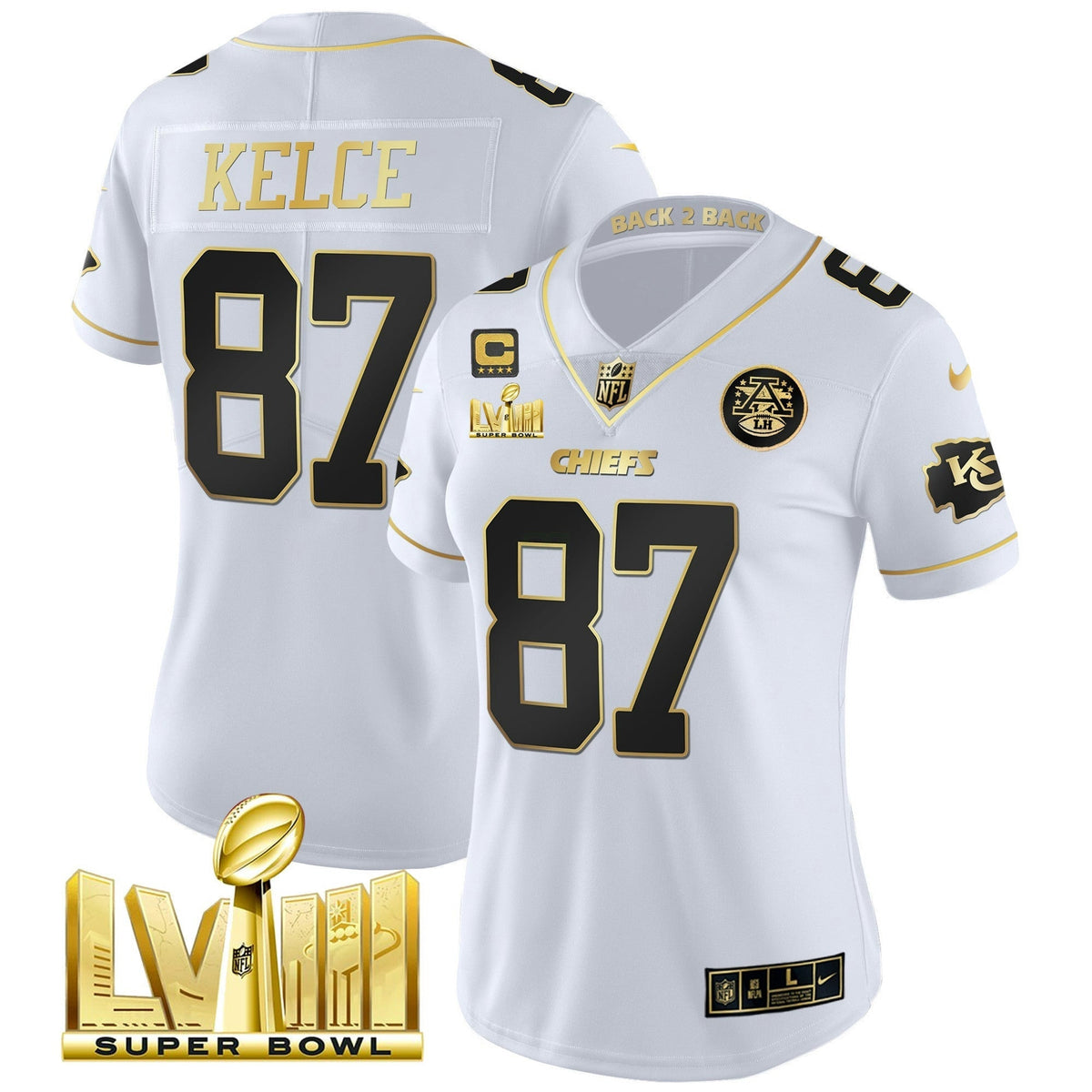 NFL Women’s Super Bowl LVIII & Back 2 Back Patch Vapor Jersey V5