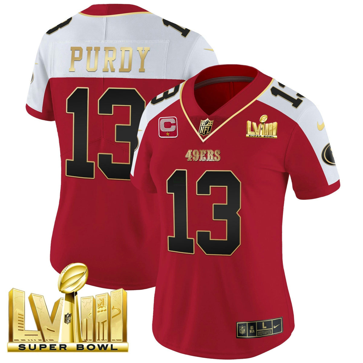 NFL Women’s Super Bowl LVIII Gold Patch Vapor Jersey