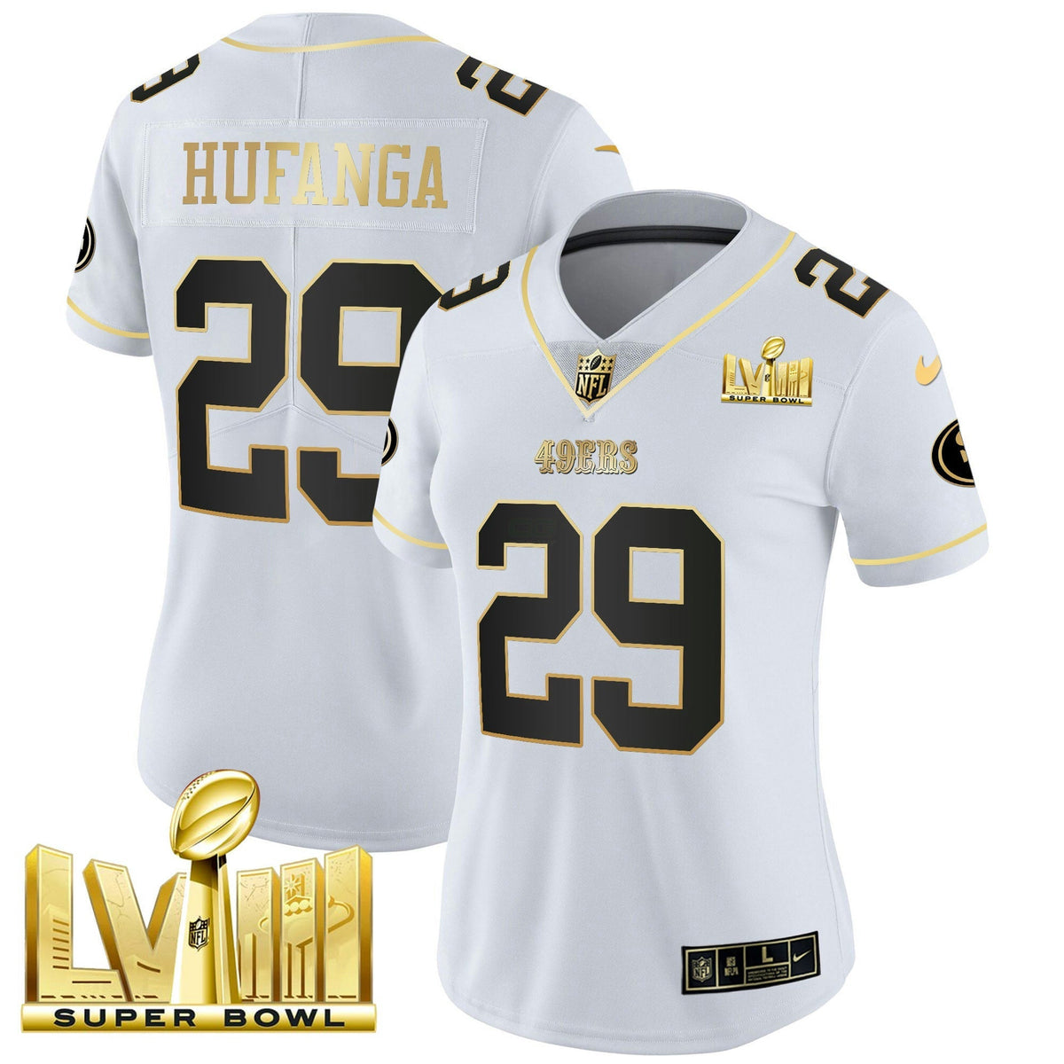 NFL Women’s Super Bowl LVIII Gold Patch Vapor Jersey V2