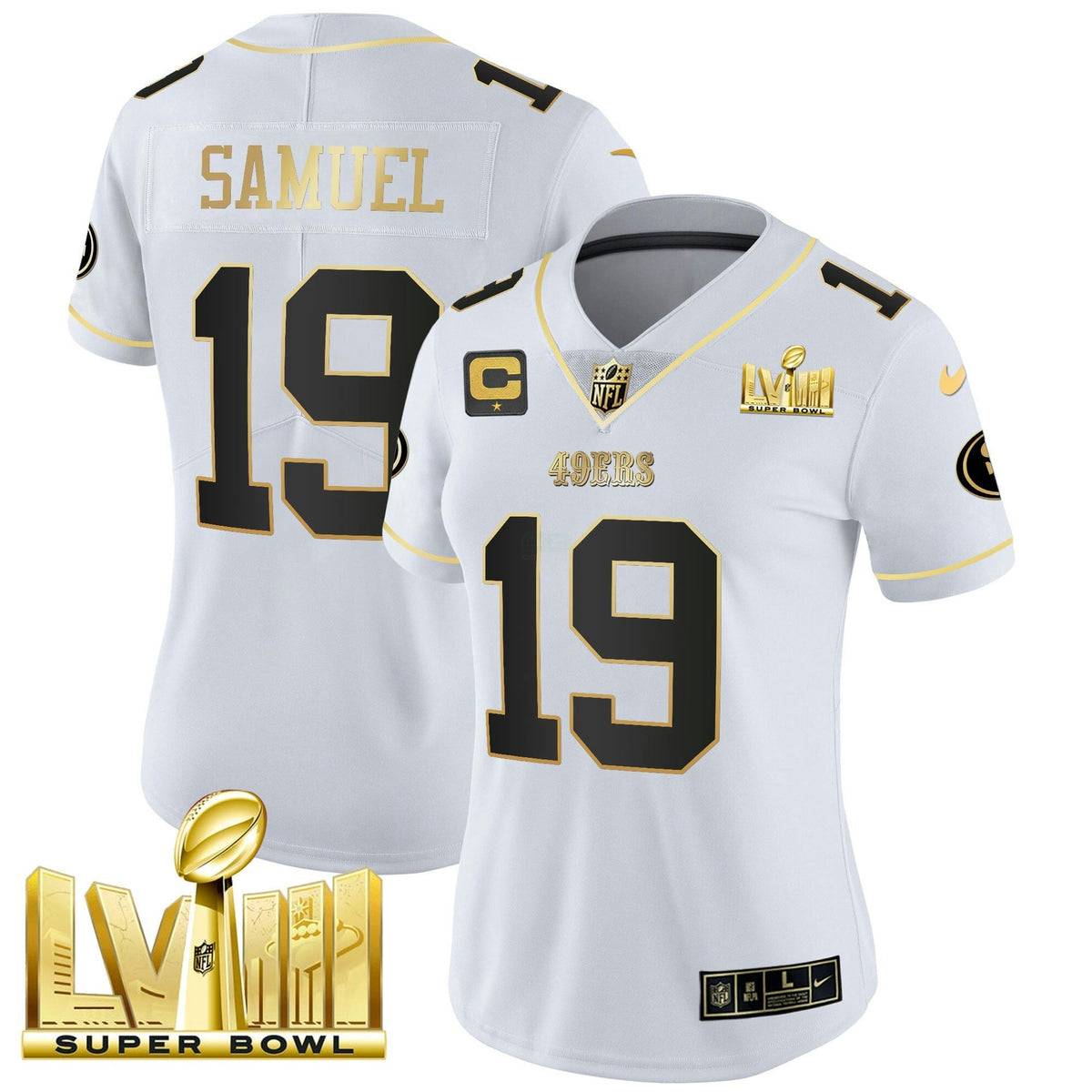 NFL Women’s Super Bowl LVIII Gold Patch Vapor Jersey V2