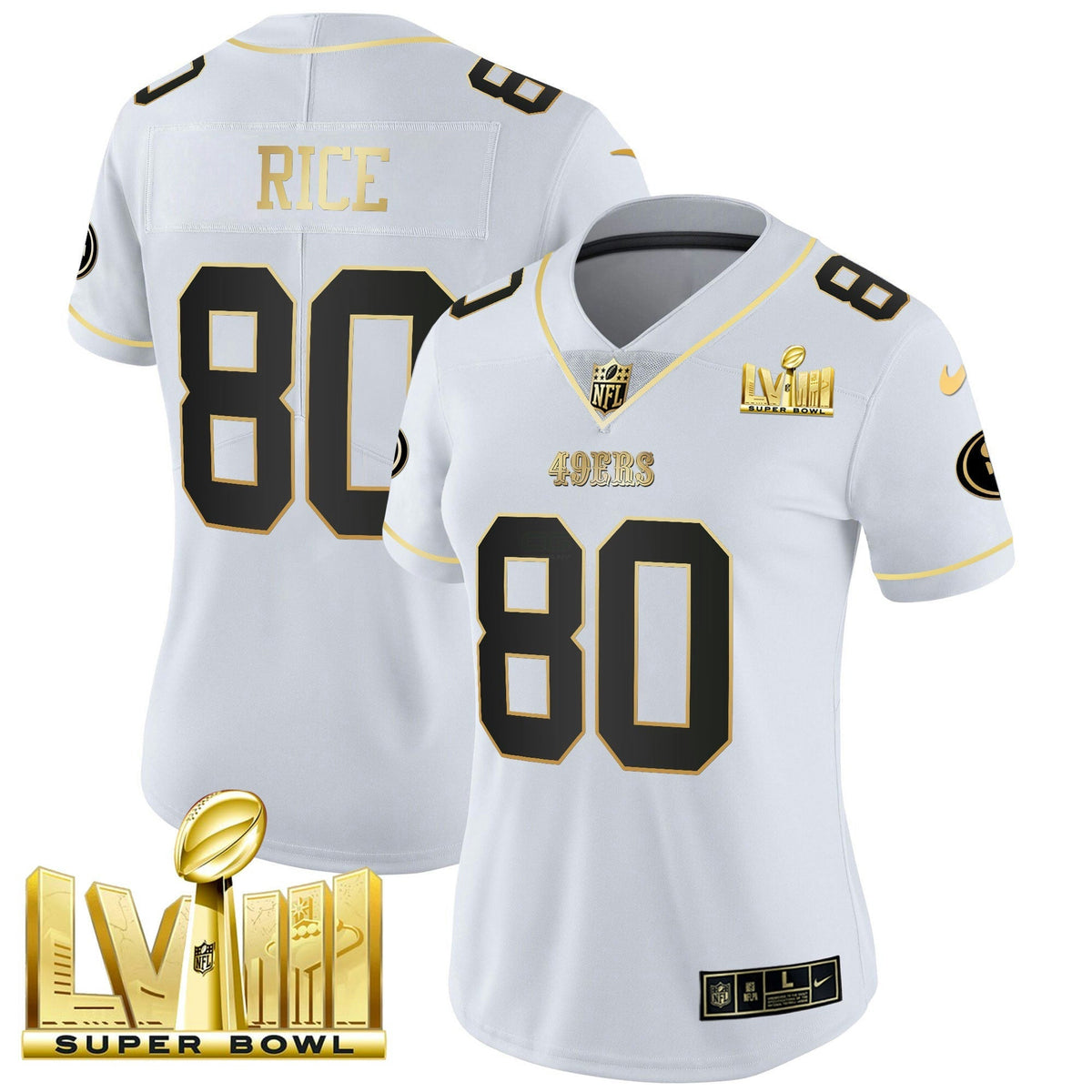 NFL Women’s Super Bowl LVIII Gold Patch Vapor Jersey V2