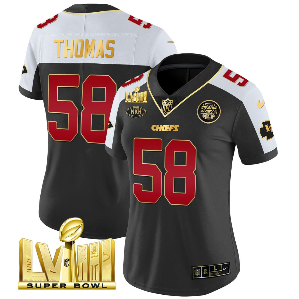 NFL Kansas City Chiefs Women’s Super Bowl LVIII Gold Patch Vapor Jersey V2