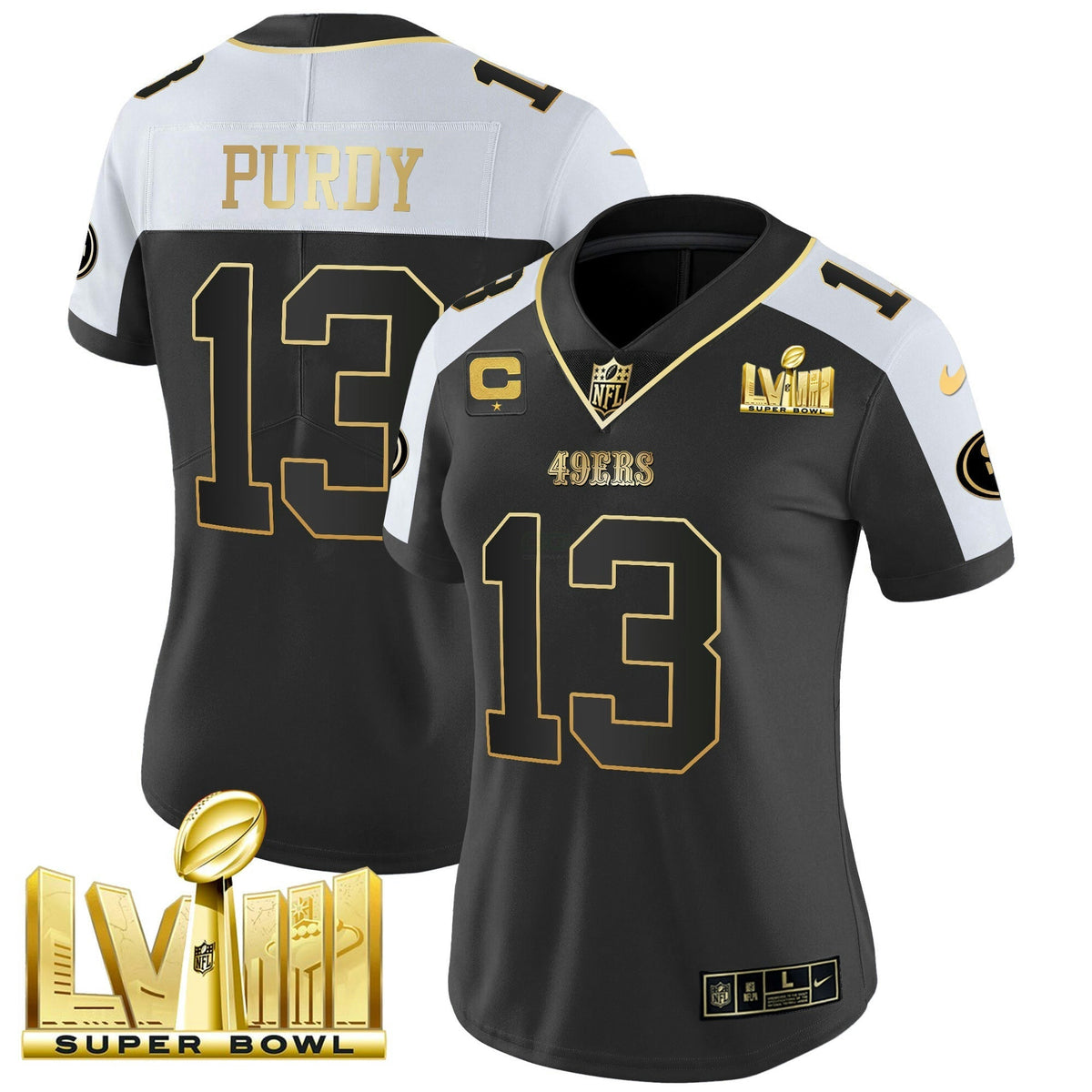NFL Women’s Super Bowl LVIII Gold Patch Vapor Jersey V2