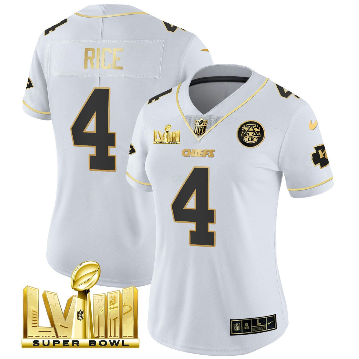 NFL Women’s Super Bowl LVIII Gold Patch Vapor Jersey V4