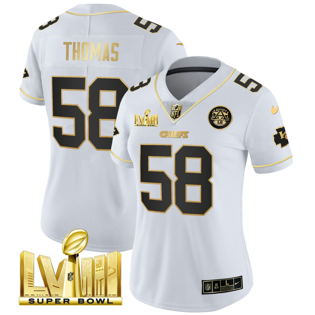 NFL Women’s Super Bowl LVIII Gold Patch Vapor Jersey V4