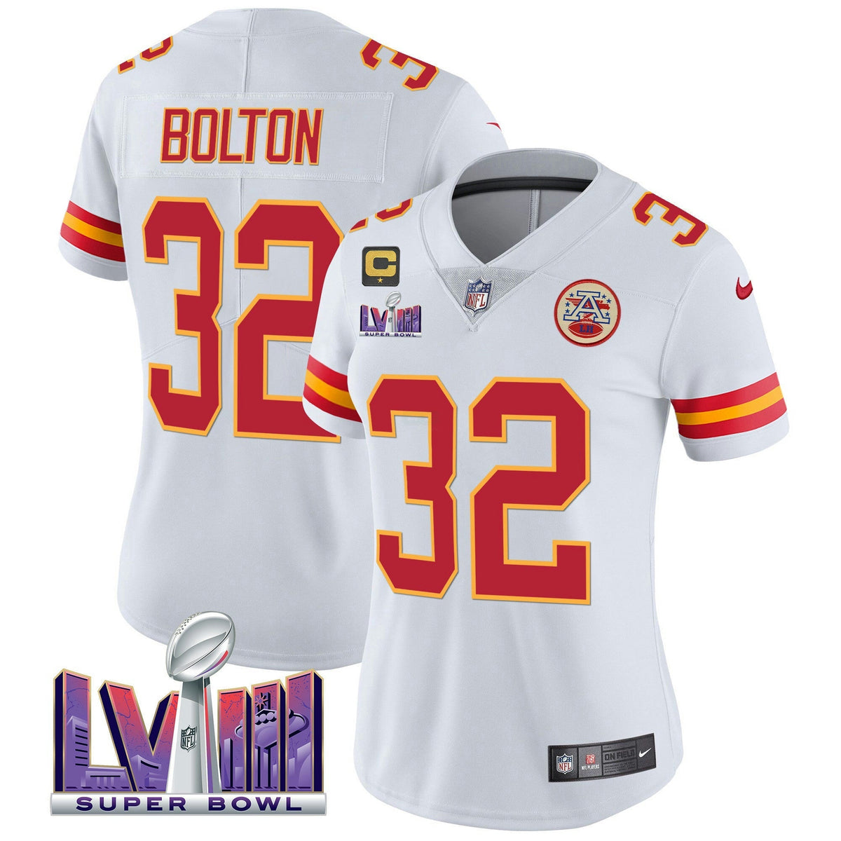 NFL Kansas City Chiefs Women’s Super Bowl LVIII Patch Vapor Jersey