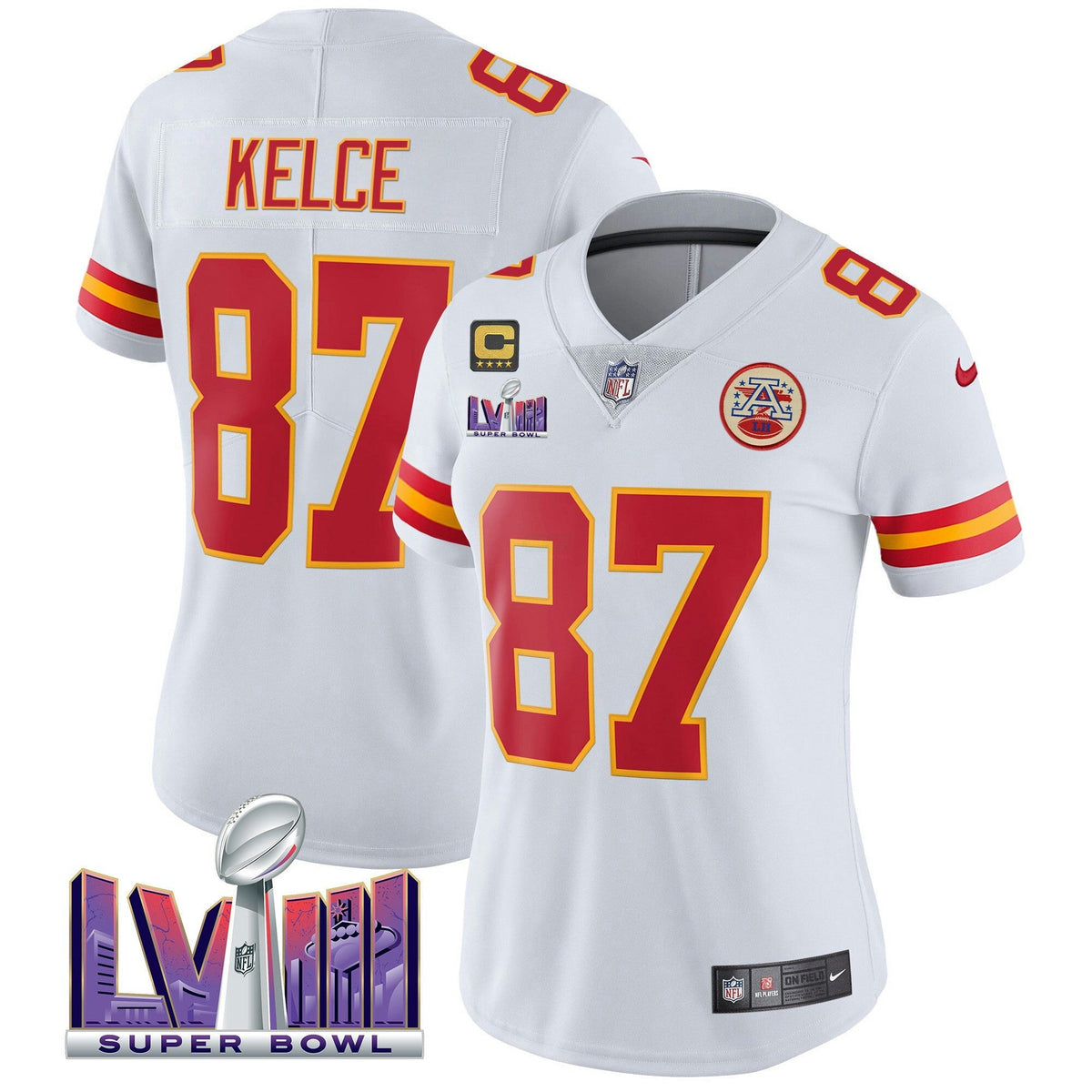 NFL Kansas City Chiefs Women’s Super Bowl LVIII Patch Vapor Jersey