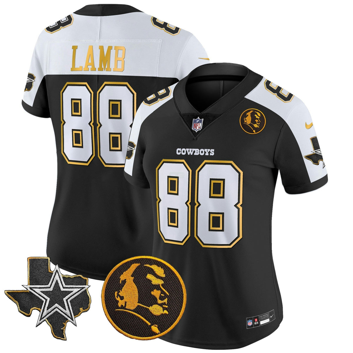 NFL Women’s Texas & John Madden Patch Gold Trim Vapor Jersey