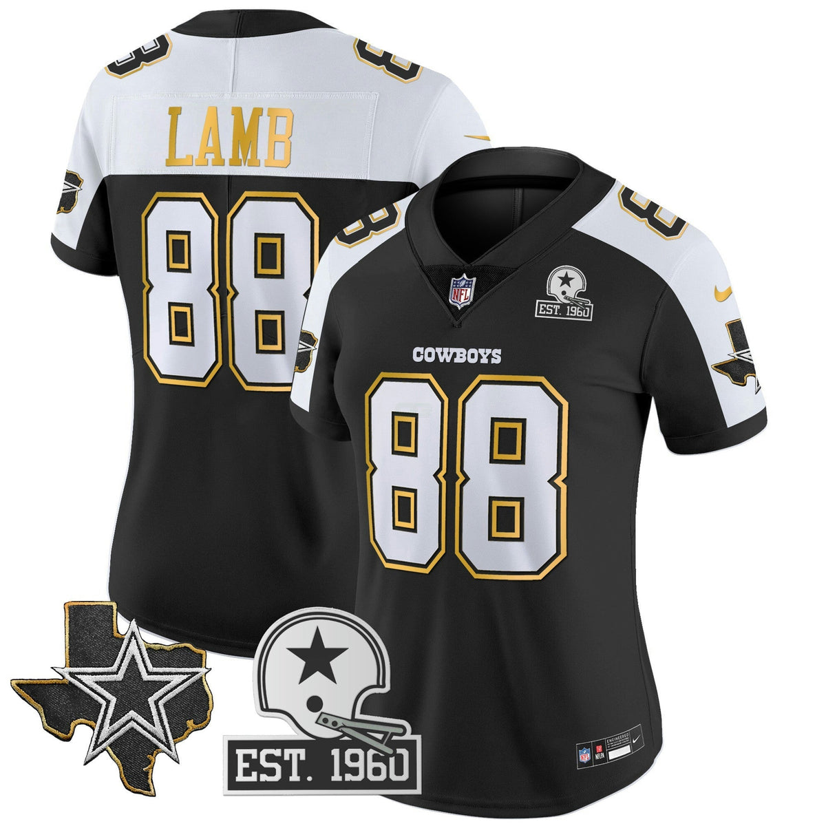 NFL Women’s Texas Patch Gold Trim Vapor Jersey