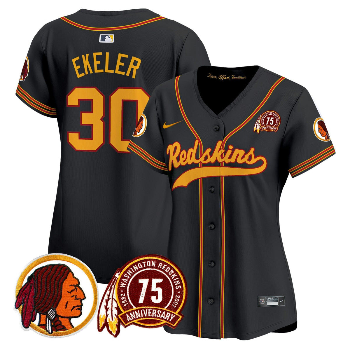 NFL Washington Commanders Women’s Washington Redskins 75th Patch Throwback Vapor Premier Limited Jersey