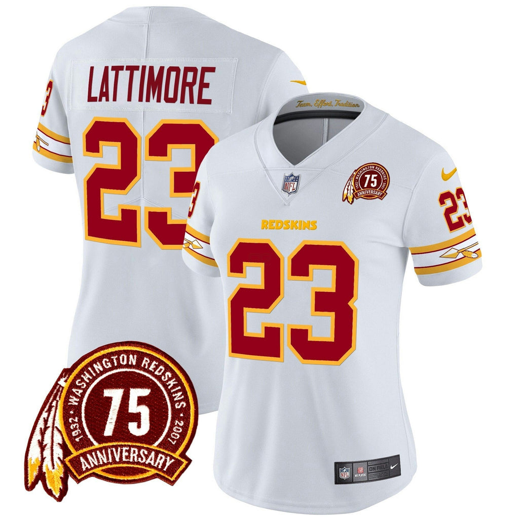 NFL Washington Commanders Women’s Washington Redskins 75th Patch Vapor Limited Jersey