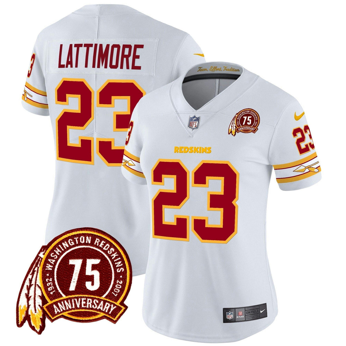 NFL Washington Commanders Women’s Washington Redskins 75th Patch Vapor Limited Jersey