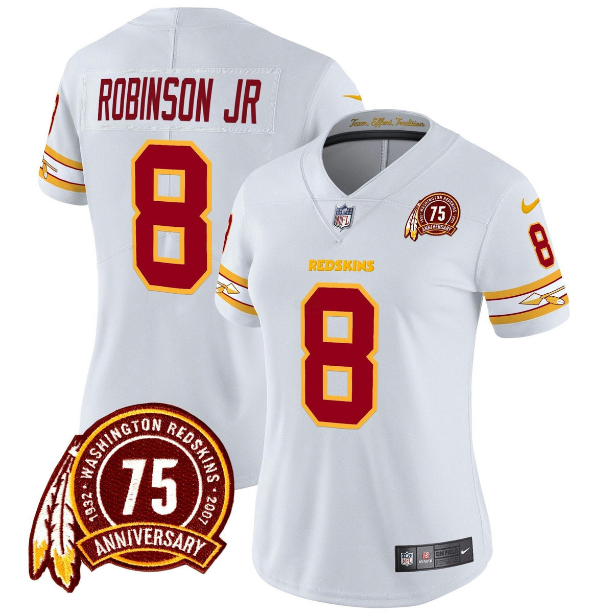 NFL Washington Commanders Women’s Washington Redskins 75th Patch Vapor Limited Jersey