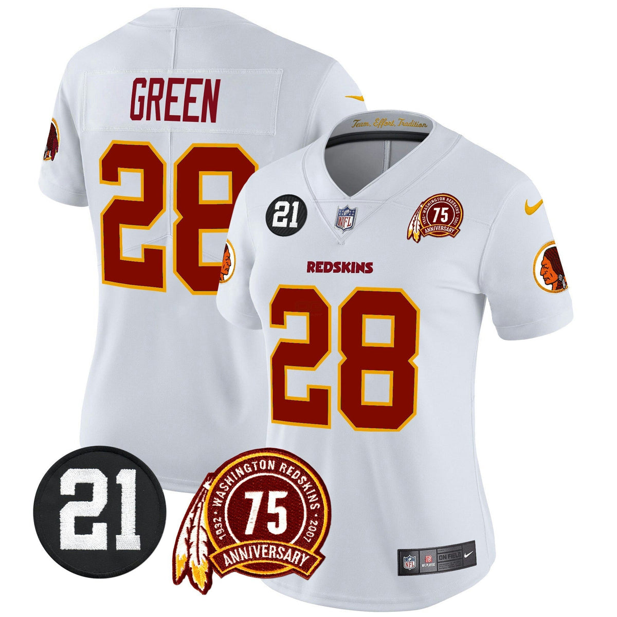 NFL Washington Commanders Women’s Washington Redskins 75th & Sean Taylor Patch Vapor Limited Jersey