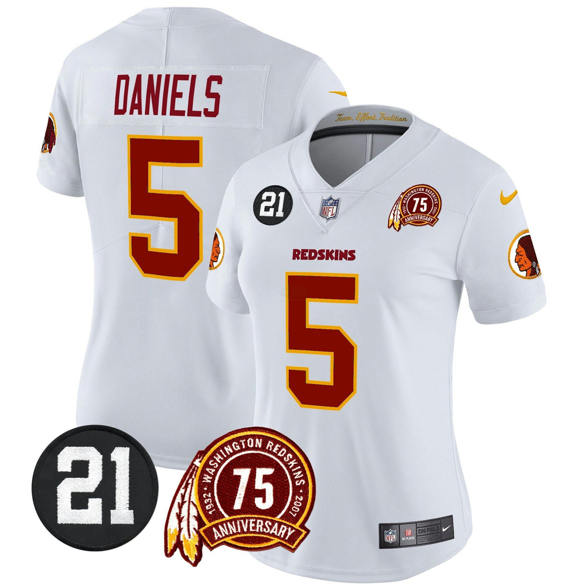 NFL Washington Commanders Women’s Washington Redskins 75th & Sean Taylor Patch Vapor Limited Jersey
