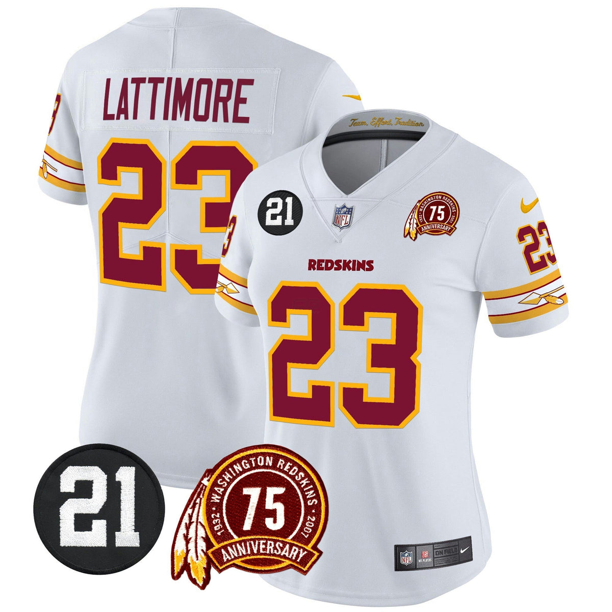 NFL Washington Commanders Women’s Washington Redskins 75th & Sean Taylor Patch Vapor Limited Jersey V2