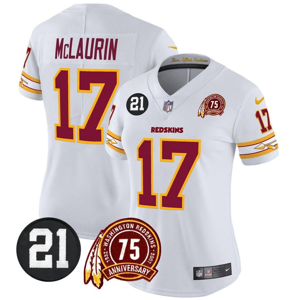 NFL Washington Commanders Women’s Washington Redskins 75th & Sean Taylor Patch Vapor Limited Jersey V2
