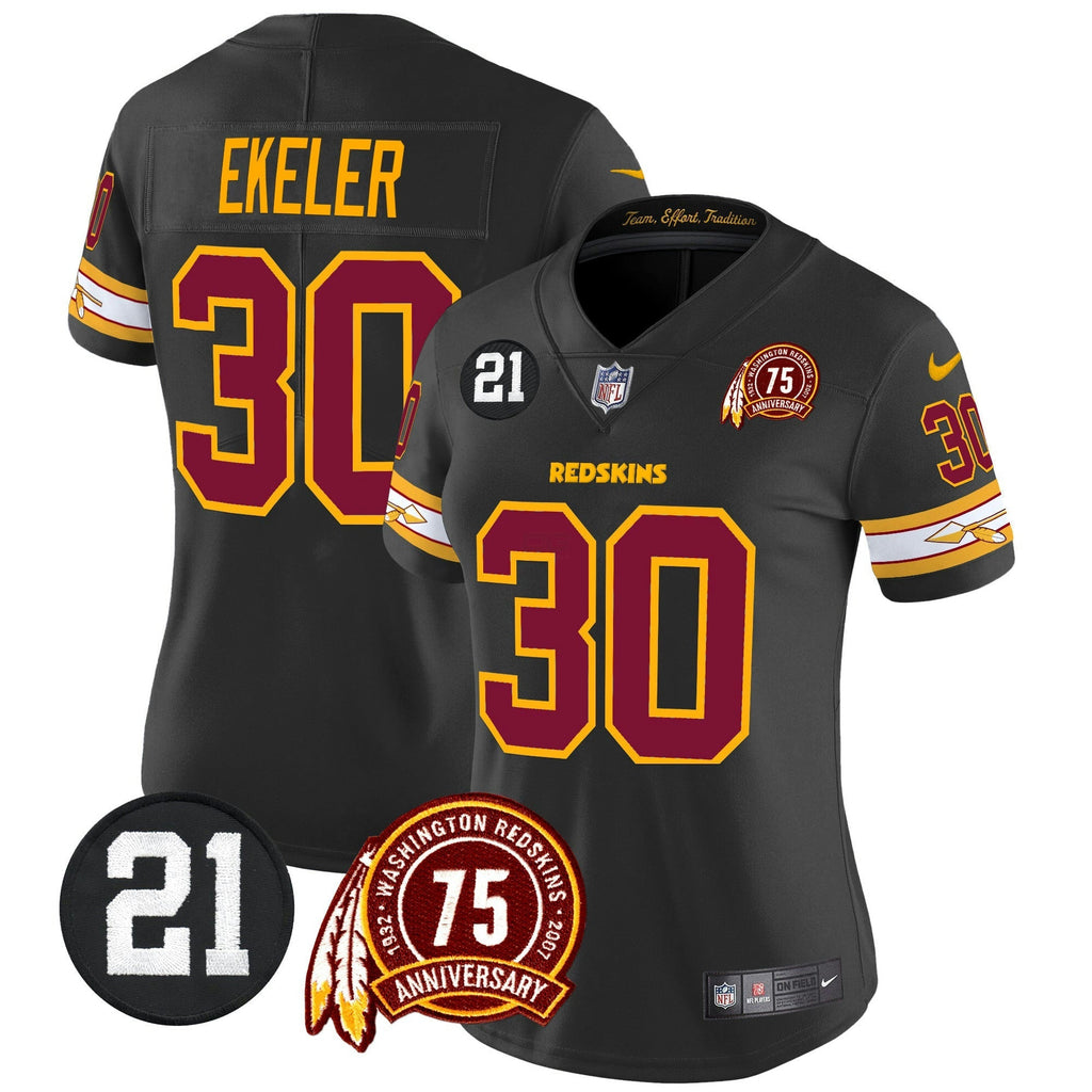 NFL Washington Commanders Women’s Washington Redskins 75th & Sean Taylor Patch Vapor Limited Jersey V2