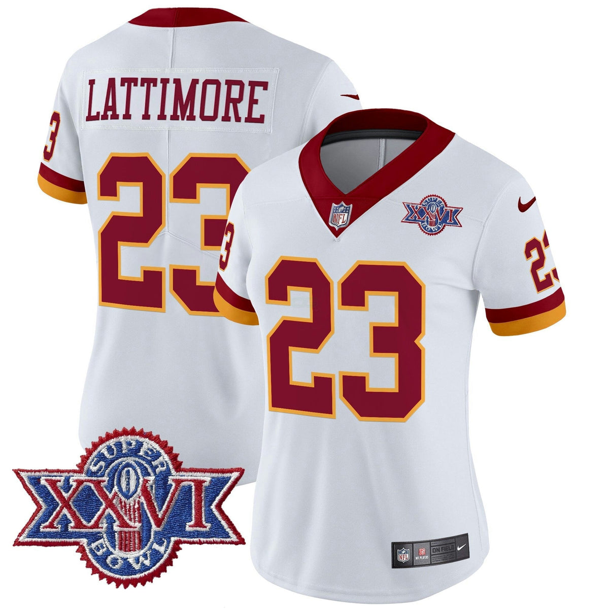 NFL Washington Commanders Women’s Washington Redskins Throwback 1992 Super Bowl XXVI Patch Vapor Limited Jersey