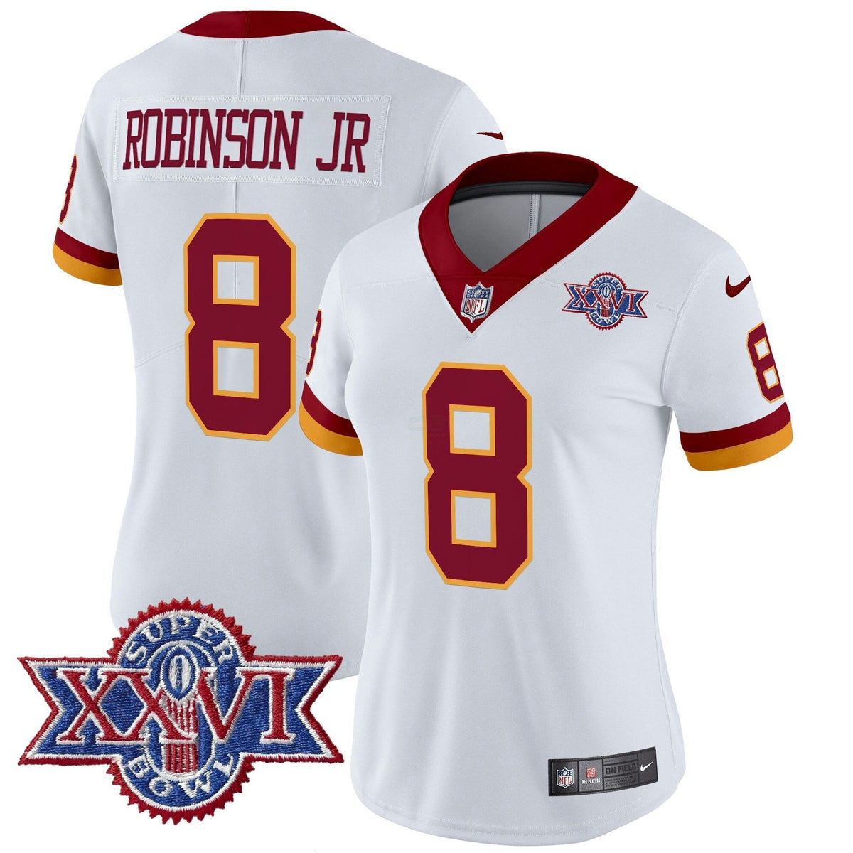 NFL Washington Commanders Women’s Washington Redskins Throwback 1992 Super Bowl XXVI Patch Vapor Limited Jersey
