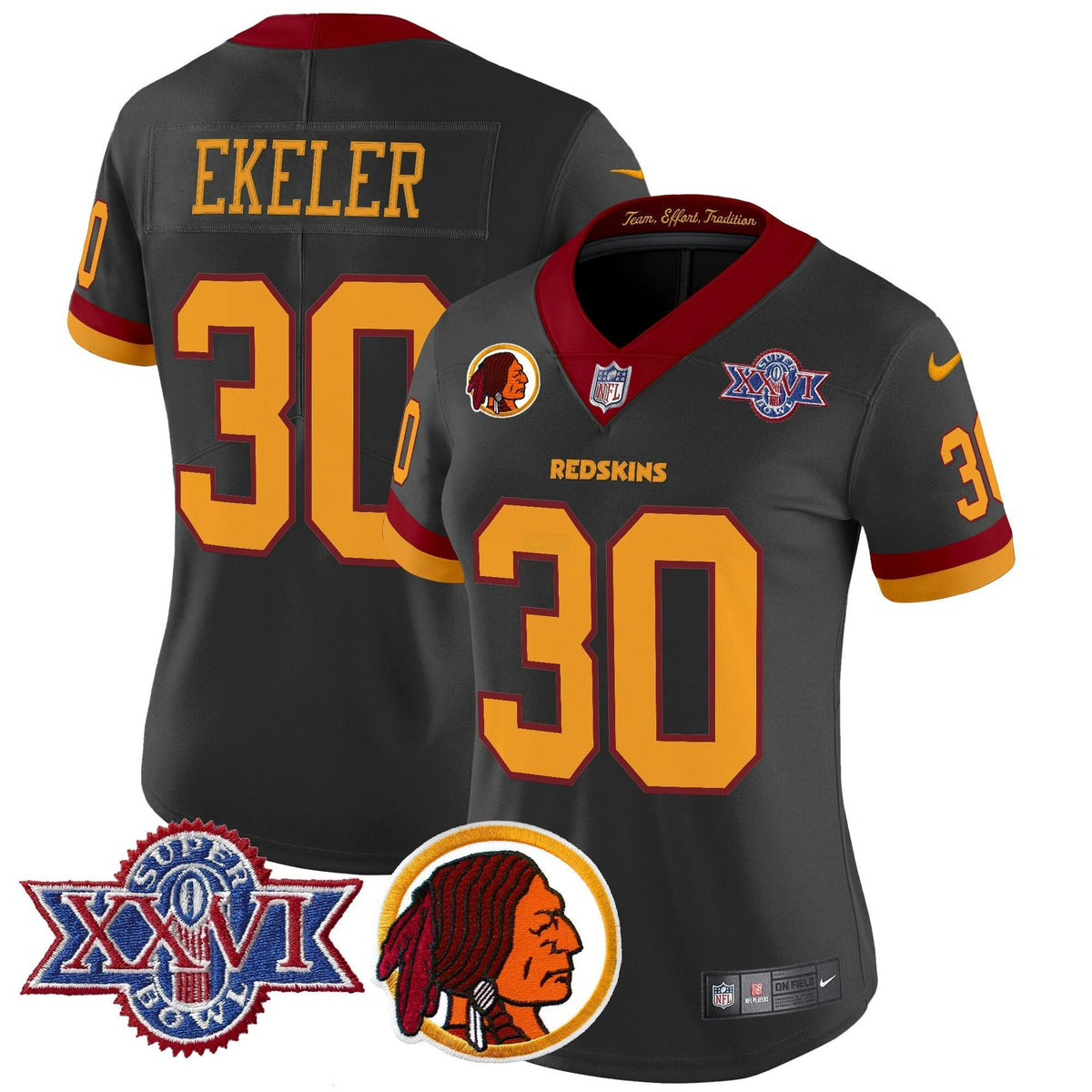 NFL Washington Commanders Women’s Washington Redskins Throwback 1992 Super Bowl XXVI Patch Vapor Limited Jersey V2