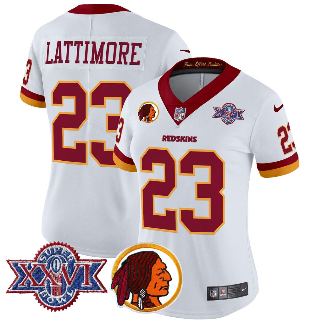 NFL Washington Commanders Women’s Washington Redskins Throwback 1992 Super Bowl XXVI Patch Vapor Limited Jersey V2