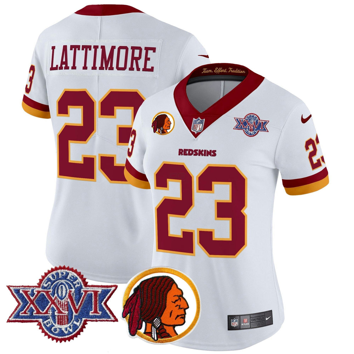 NFL Washington Commanders Women’s Washington Redskins Throwback 1992 Super Bowl XXVI Patch Vapor Limited Jersey V2