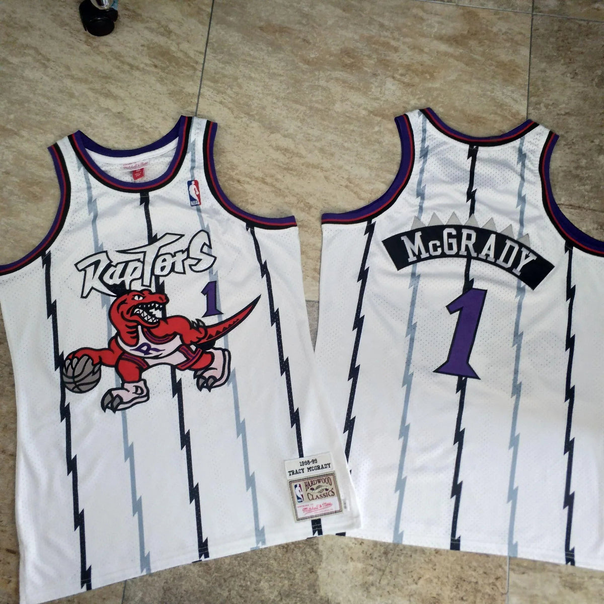 Jersey Authentic Toronto Raptors Mitchell & Ness Hardwood Classics White 1998-99